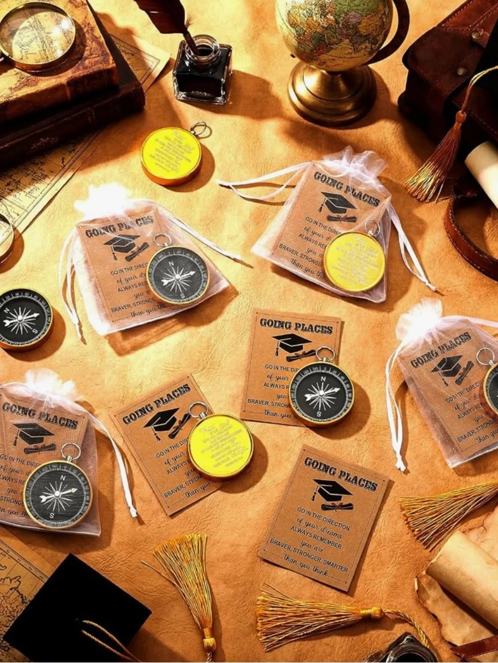 Set of 16 Graduation Gift Compass Keychains
